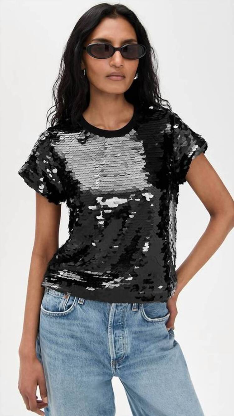 Generation Love Kai Paillette Sequin Top in Black Sequin S